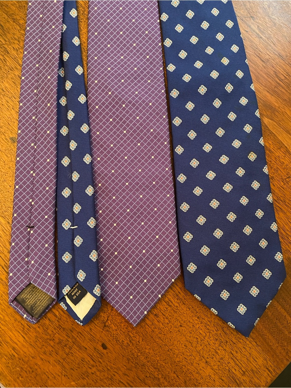 Lot of 2 brooks brothers makers silk Blue and Purple Patterned Silk Ties USA